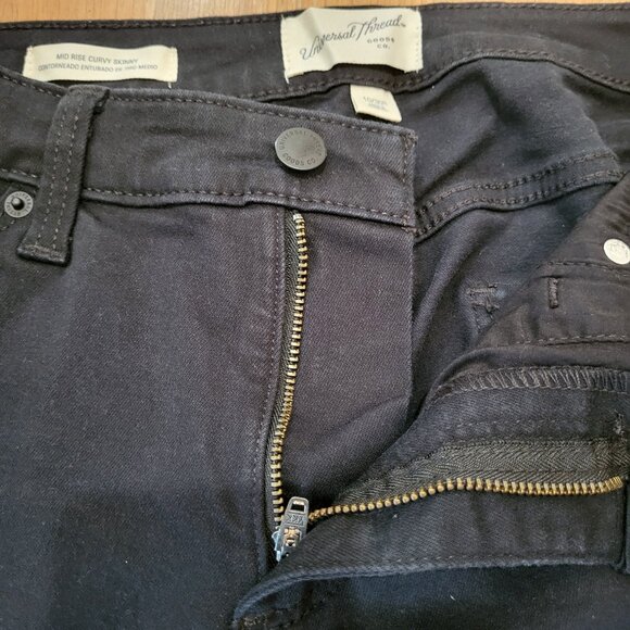Universal Thread Jeans Mid Rise Curvy Skinny Black Denim Stretch Womens 10 30R - Picture 8 of 12